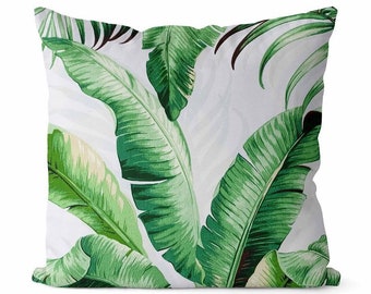Palm Leaf Outdoor Pillow Cover // Tropical Print Pillow Cover // Throw Pillow Cover Tropical // Coastal Outdoor Pillow Cover // OD12