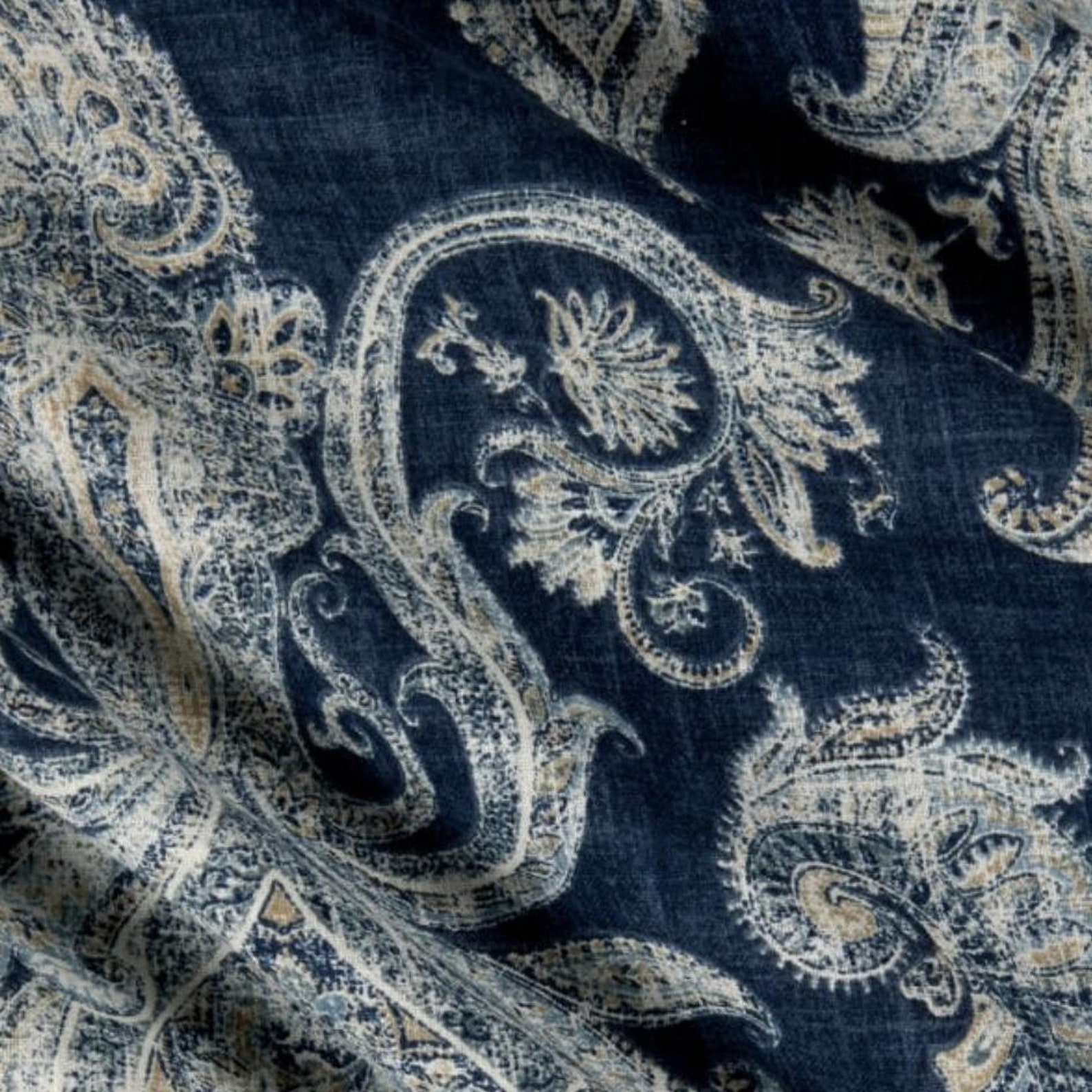 Blue and White Medallion Upholstery Fabric by the Yard // Etsy