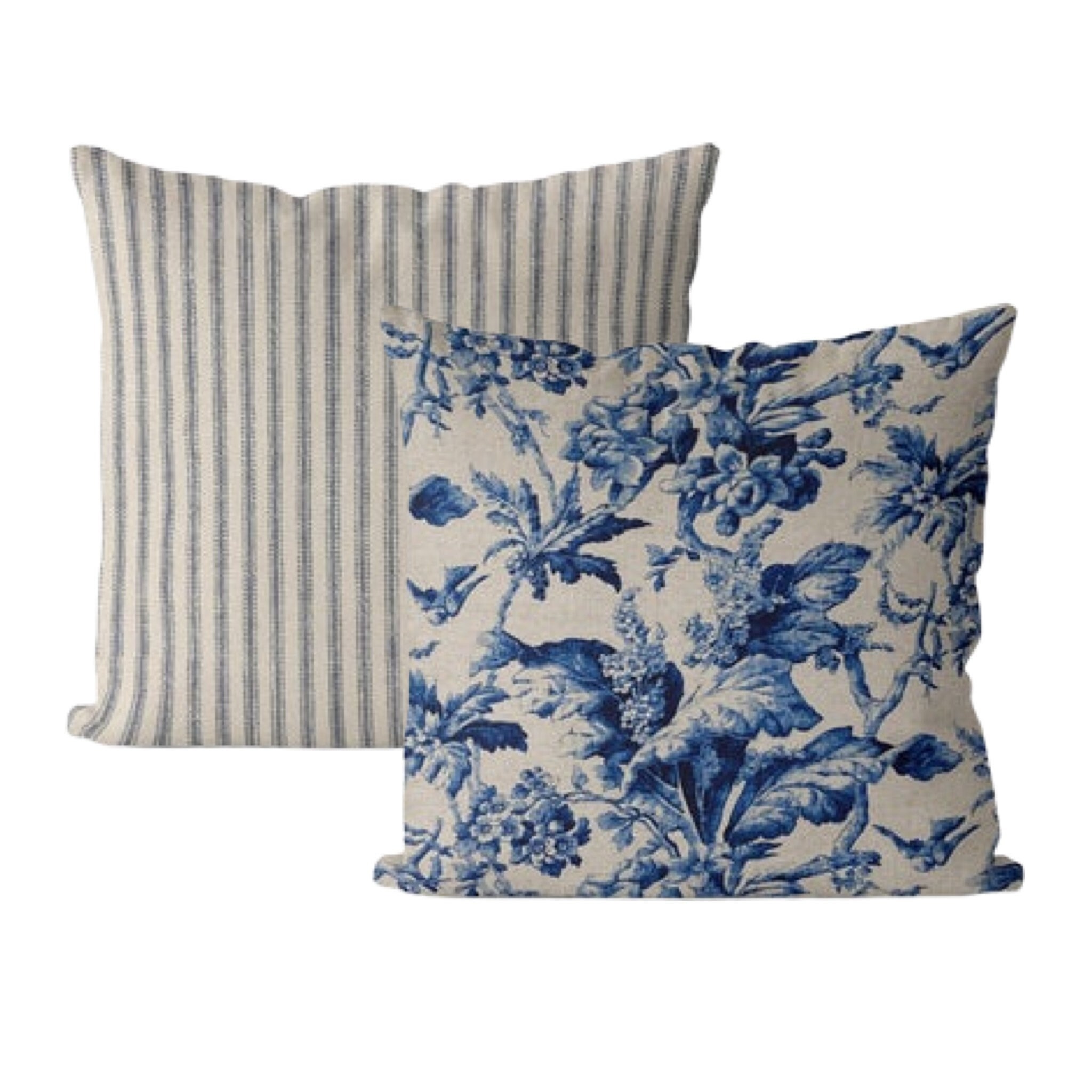 French Country Pillow Cover // Blue Toile Pillow Cover // Etsy UK