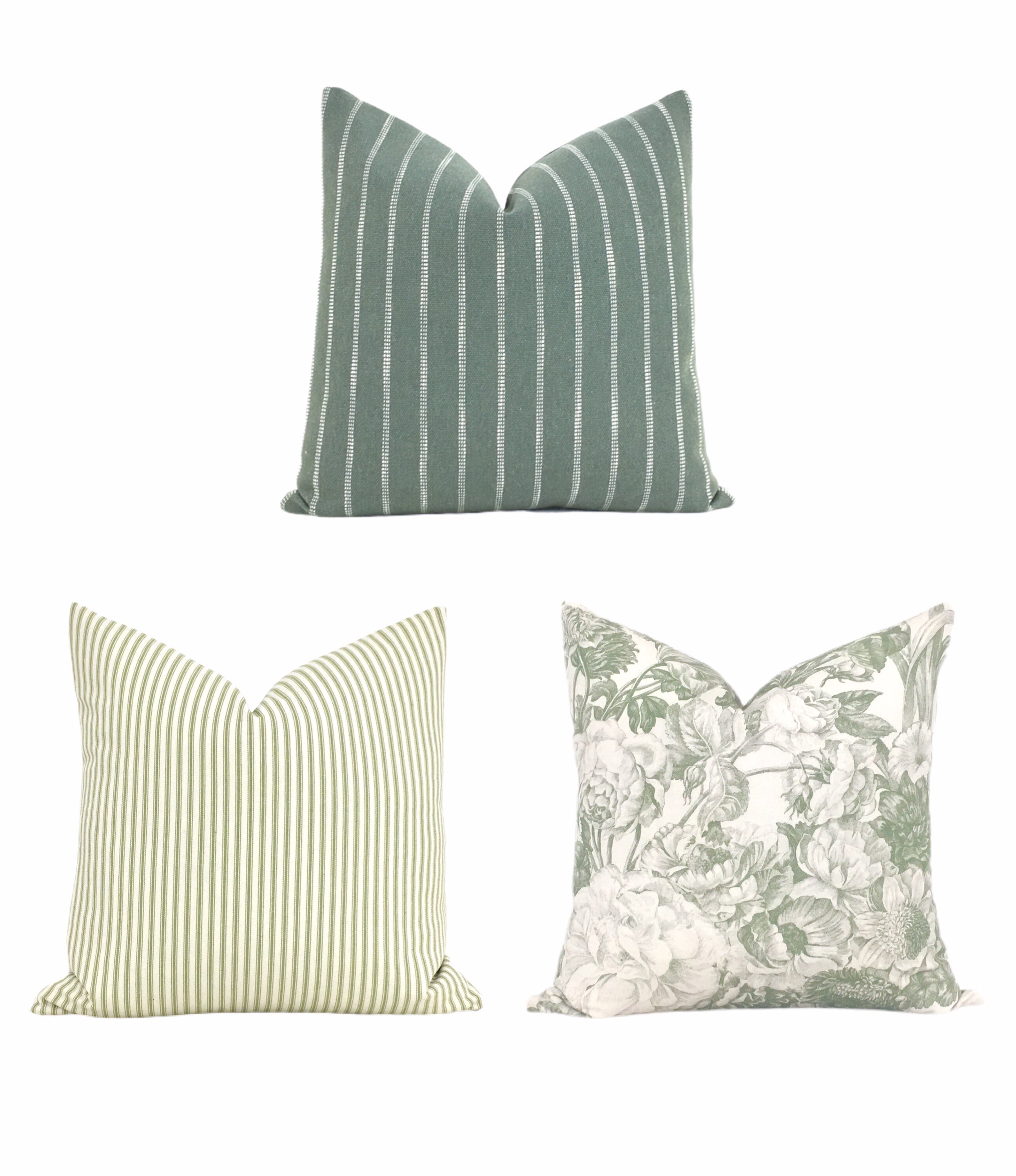 Dunkle Salbei grün Kissenbezug / / gewebt gestreift | Etsy
