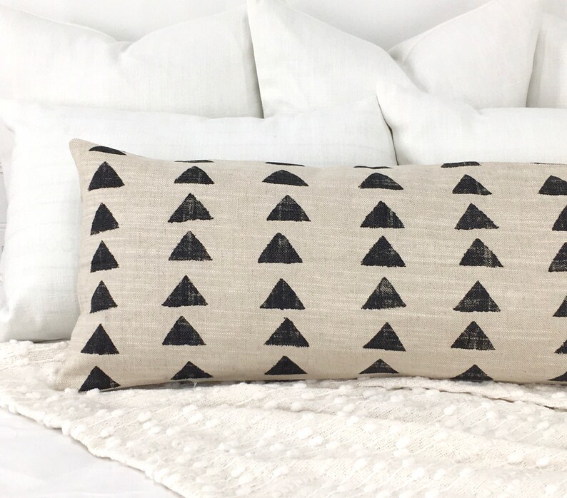 Beige and Black Mudcloth Lumbar Pillow Cover // Extra Long Etsy