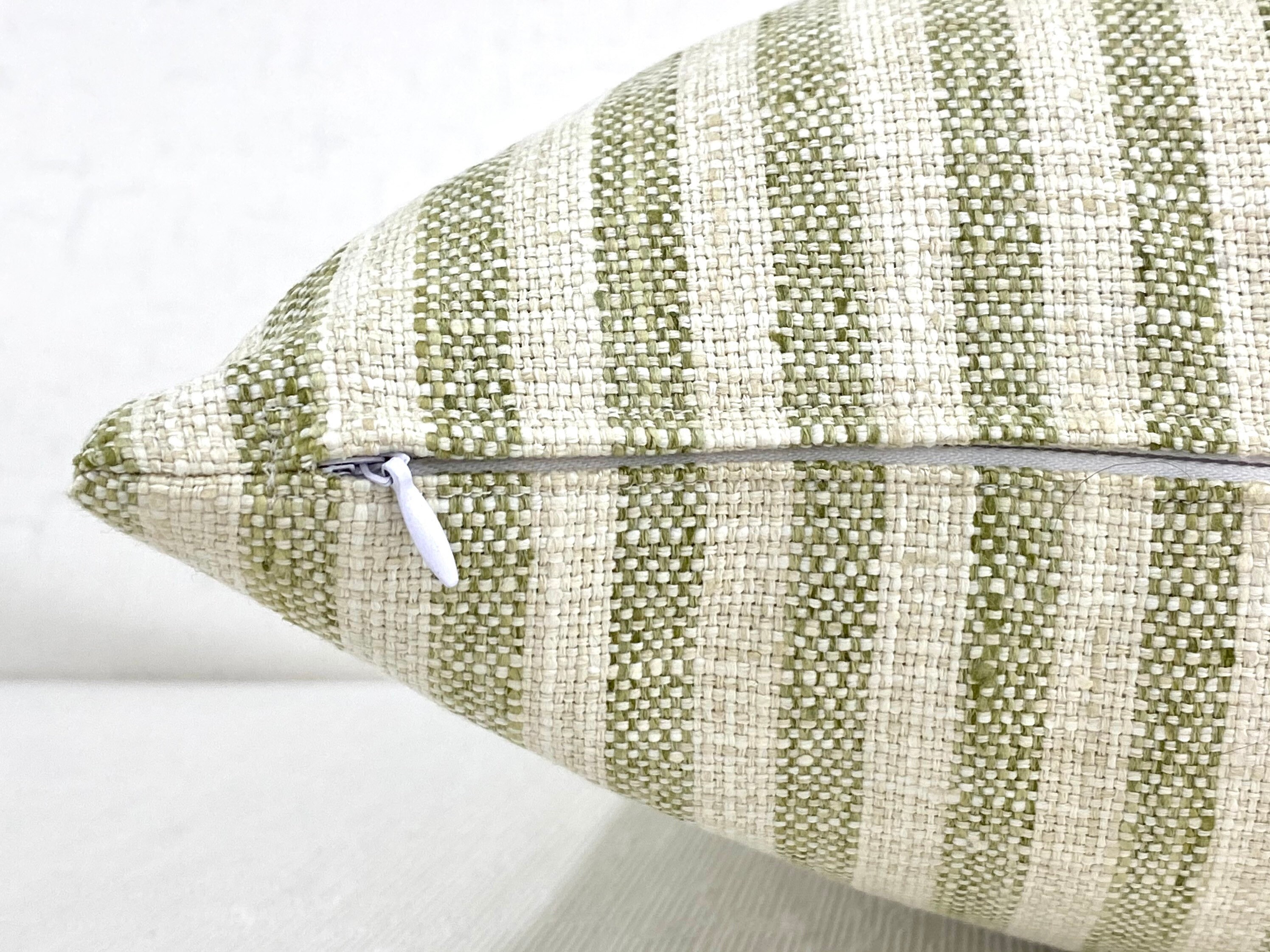Green Striped Pillow Cover // Green and White Pillow Cover // Etsy
