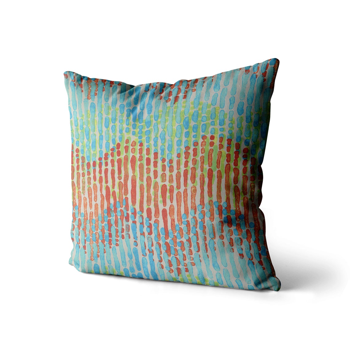 Coral and Teal Abstract Outdoor Throw Pillow Cover // Green Etsy
