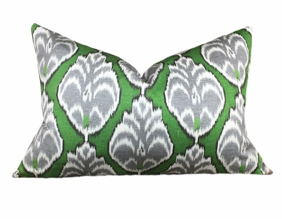 Designer Lumbar Pillow Cover Ikat Lumbar Pillow Green Lumbar Etsy