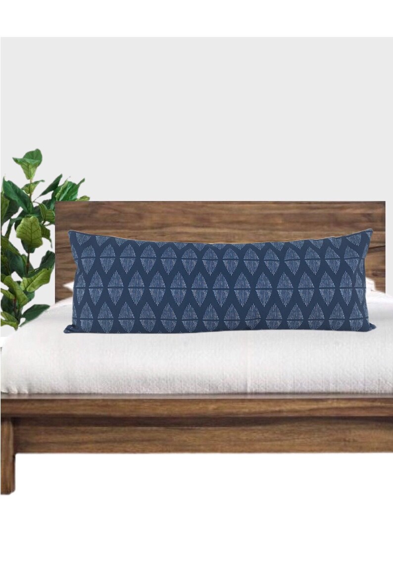 Blue Boho Lumbar Pillow Cover // Extra Long Lumbar Pillow Etsy