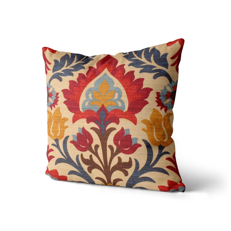 Damask Pillow Cover // Colorful Floral Pillow Cover // Mexican Pillow Cover // Modern Boho Pillow Cover // Talavera Design // 111 image 2