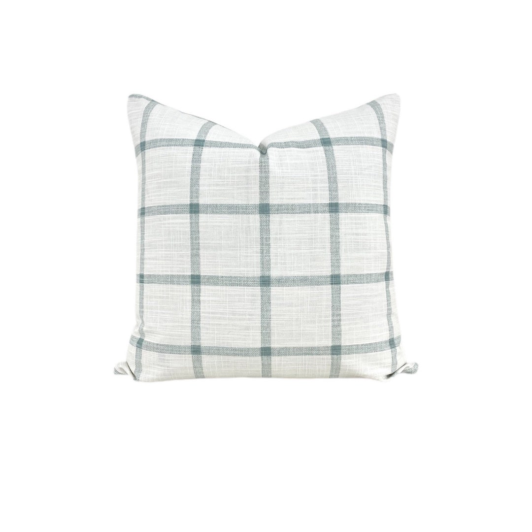 Light Blue Plaid Pillow Cover // Blue Farmhouse Pillow Cover Etsy