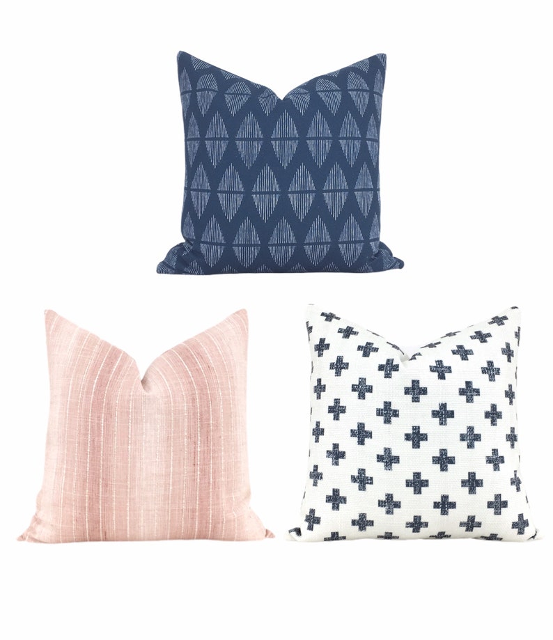 Blue Boho Lumbar Pillow Cover // Extra Long Lumbar Pillow Etsy