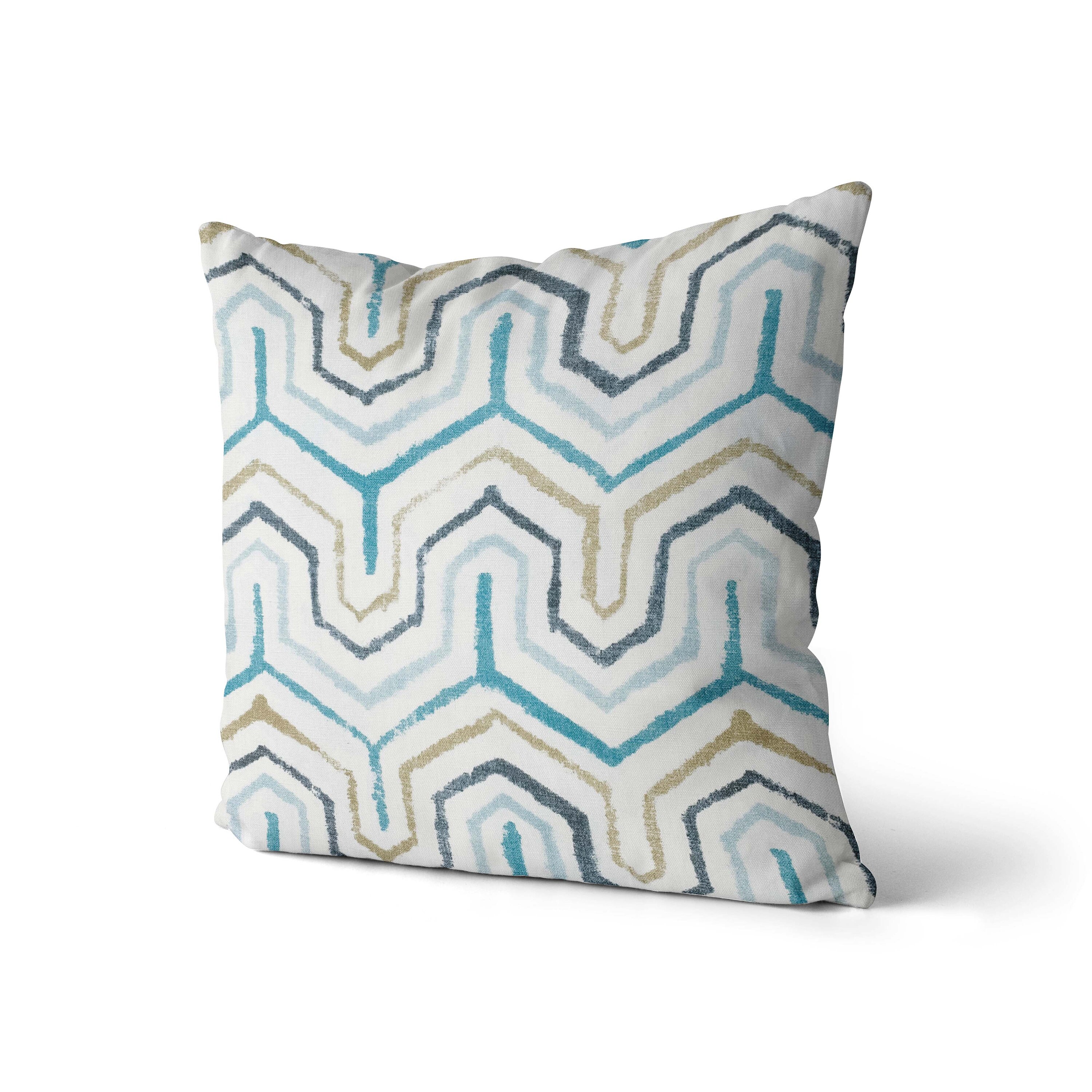 Blue and Brown Funky Print Pillow Cover // Abstract Pillow Etsy