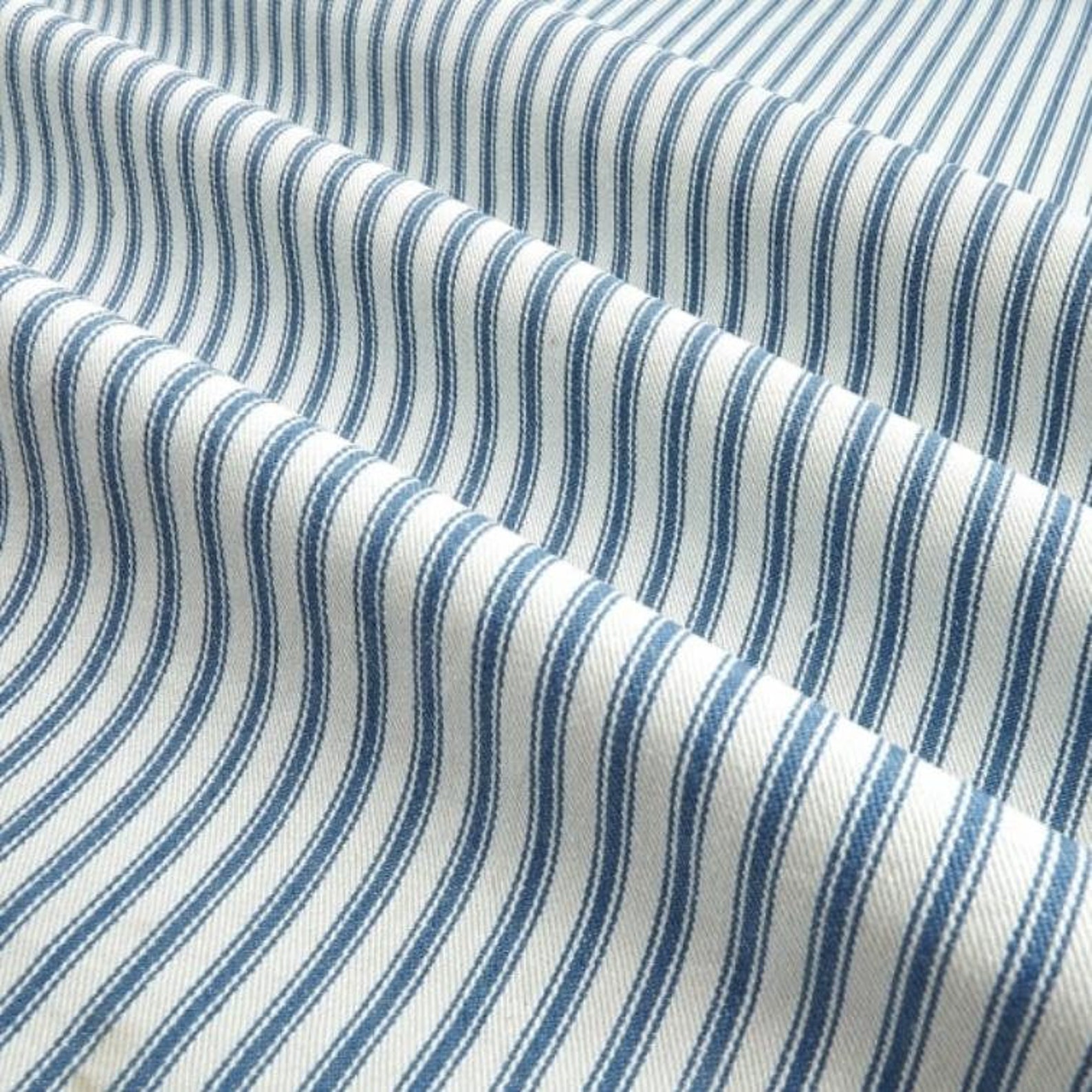 Light Blue and White Stripe Upholstery Fabric by the Yard // Etsy