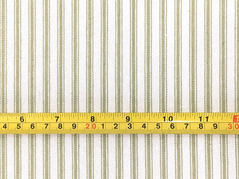 Green and White Ticking Stripe Upholstery Fabric By The Yard Etsy