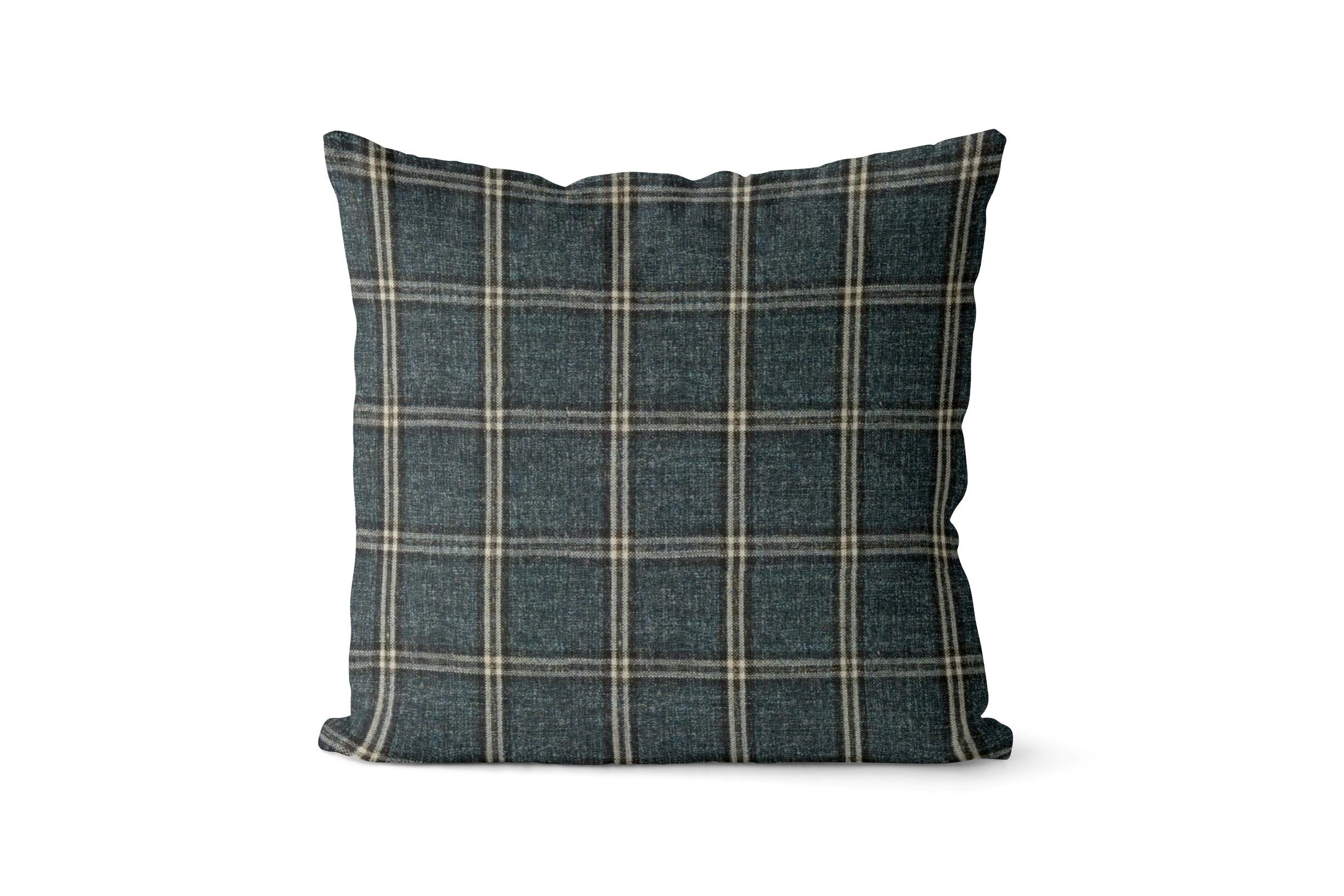 Dark Teal and Beige Plaid Throw Pillow Cover // Dark Green Etsy