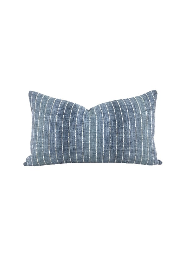 Lumbar Blue Pillow Cover // Extra Long Lumbar Pillow Cover // Etsy