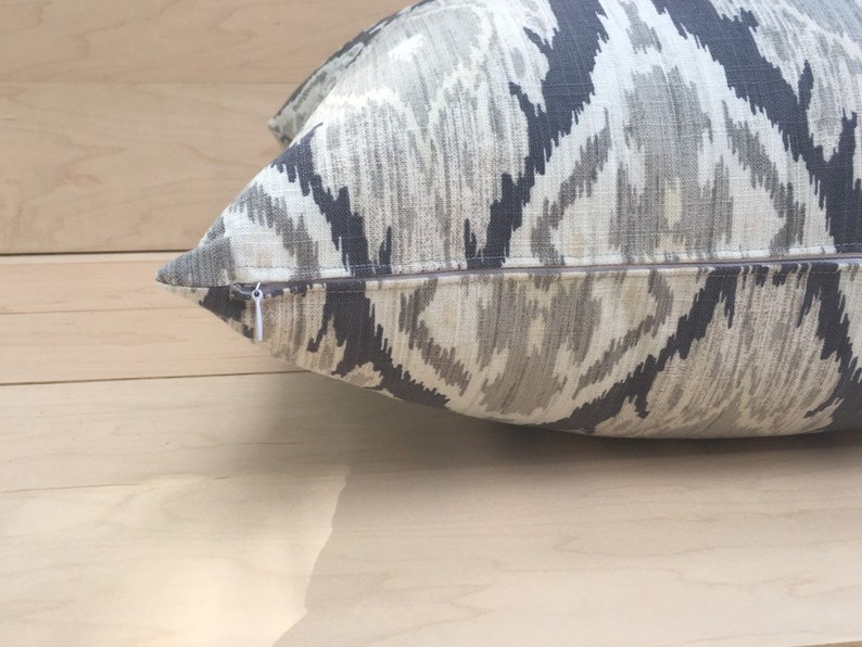 Vern Yip Blue Grey Ikat Pillow Cover // Square Lumbar and Euro Etsy