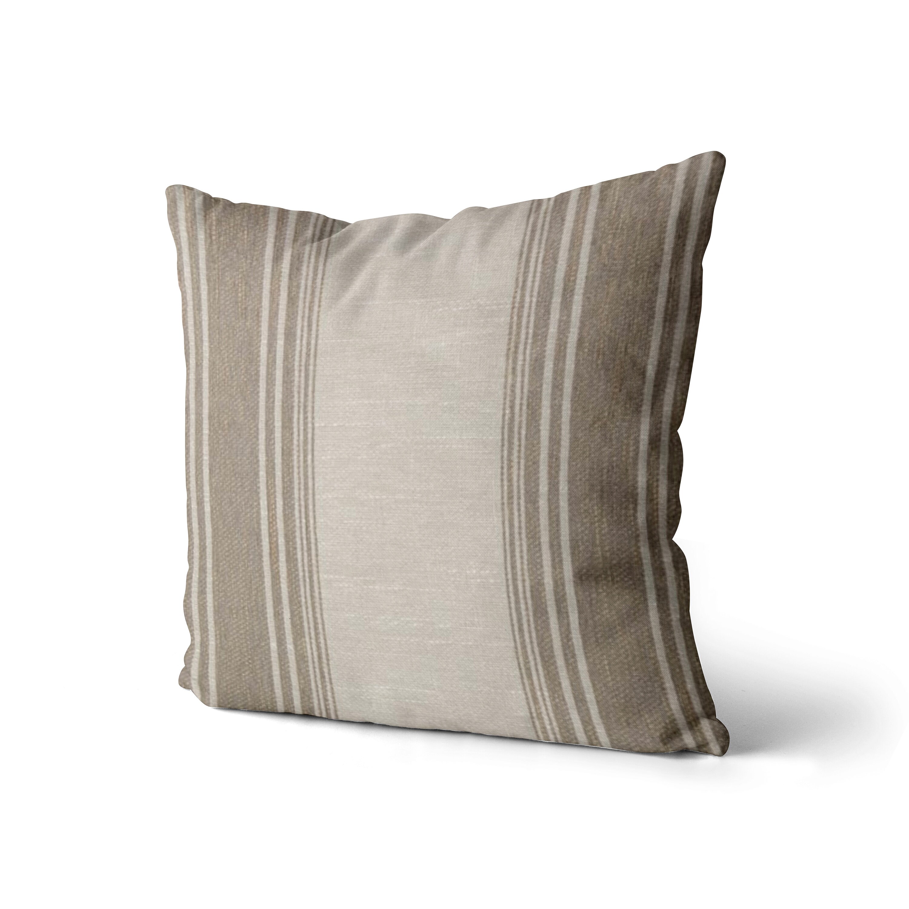 Brown and Beige Stripe Throw Pillow Cover // Taupe Striped Etsy