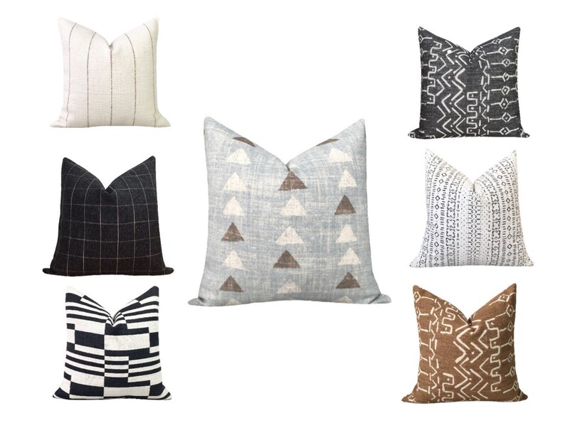 Light Denim Blue Mudcloth Pillow Cover // Boho Throw Pillow Etsy