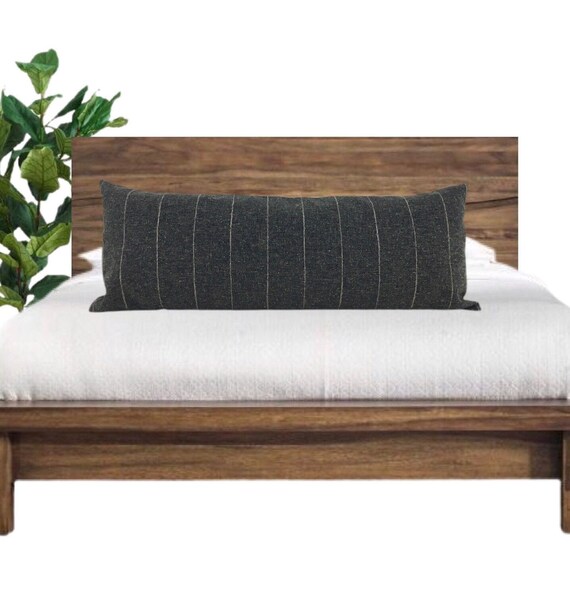 Weathered Dark Gray Lumbar Pillow Cover // Extra Long Lumbar Etsy