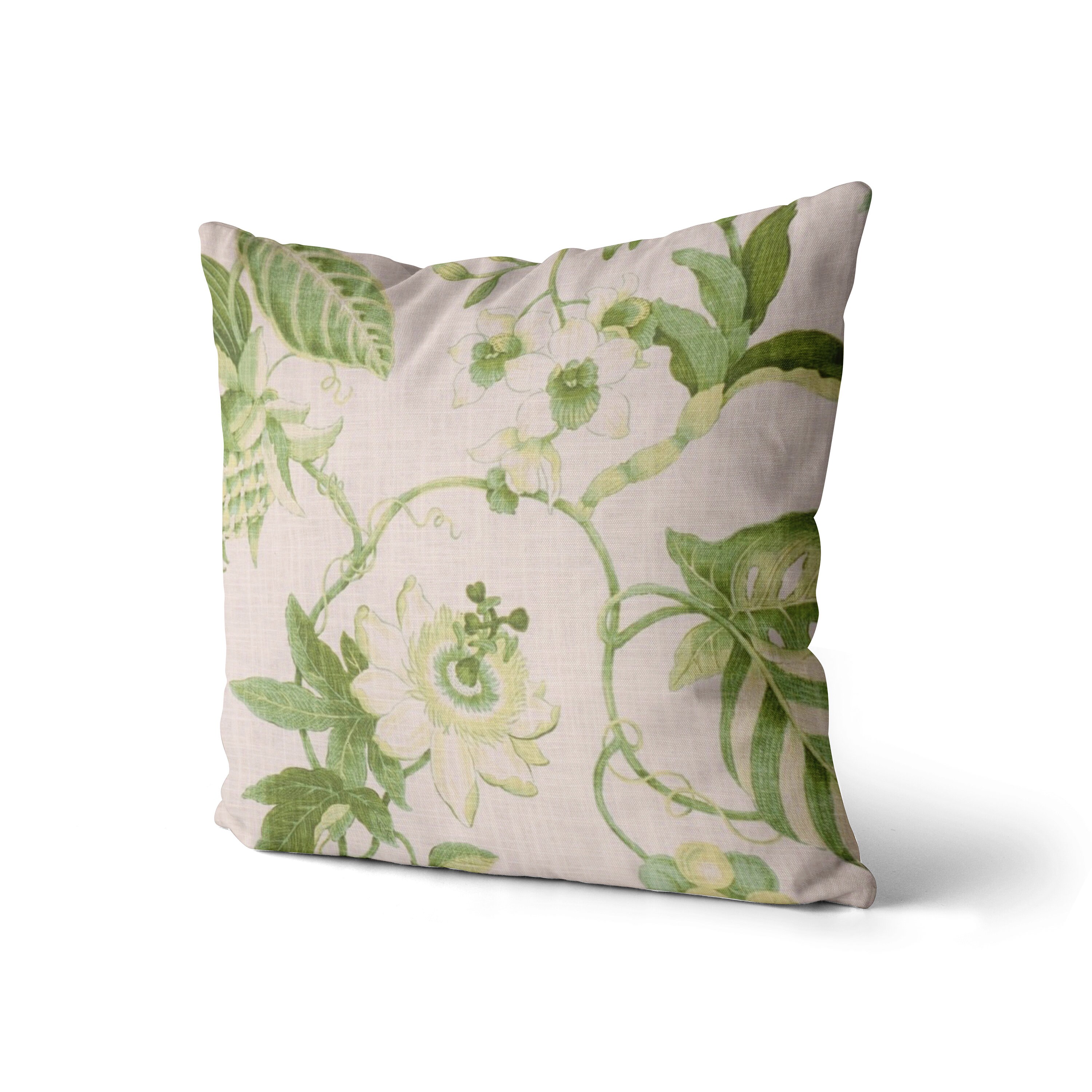 Lime Green Floral Throw Pillow Cover // Lime Green Flowers // Etsy