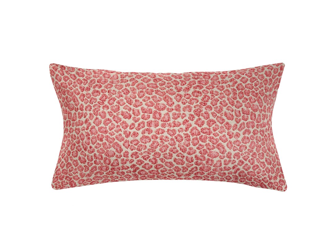 Pink Velvet Leopard Lumbar Pillow Cover Pink and Beige Etsy