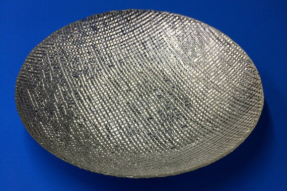 Large Silver Decorative Bowl Glass Iridescent Centerpiece Etsy