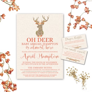 Girl Deer Baby Shower Invitation, Girl Baby Shower Invitations, Deer ...