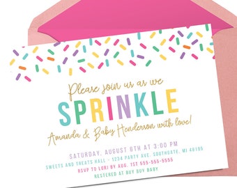 Baby Sprinkle Invitation, Sprinkle Baby Shower Invitation, Rainbow Baby Sprinkle Invitation,  Printable Baby Shower Invitation