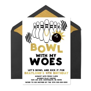 Bowling Birthday Invitation, Hip Hop Birthday, Bowl with my Woes, Bowling Invitation, Cosmic Bowling Invite, Digital Invitation