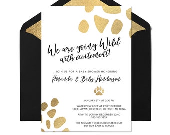 Leopard Print Baby Shower Invitation, Safari Baby Shower, Safari Baby Shower, Wild Baby Shower Invitation, Printable Invitation Set