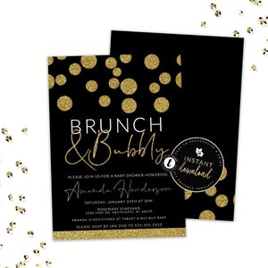Brunch and Bubbly Invitation, Baby Shower Brunch, Bridal Shower Brunch, Brunch Invitation, Champagne Invitation, Templett Digital Invite