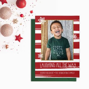 Laughing All The Way Weihnachtskarte, Foto Weihnachtskarte, Moderne Foto Weihnachtskarte, Candy Cane Weihnachtskarte, Printable Weihnachtskarte