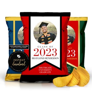 Graduation Chip Bag Template, Fully Customizable Chip Bag Template, Graduation Printable, Grad Chip Bag, Editable Download Digital Templett