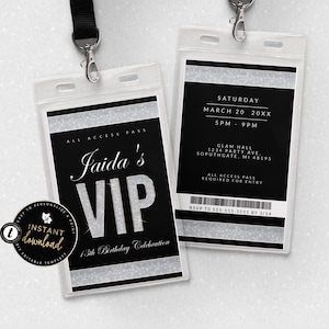 VIP Invitation, VIP Lanyard Invitation Design, VIP Pass Invitation, Vip Birthday Invitation, Printable Vip Pass, Templett Digital Invite