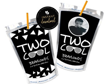 Two Cool Juice Pouch Labels, Two Cool Juice Label, Two Cool Birthday Printable, Printable Juice Pouch Labels, Instant download Templett