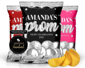 Bolsa de papas fritas para graduación, bolsa plateada para papas fritas para graduación, bolsa de papas fritas para despedida de graduación, papas fritas para graduación, recuerdo de fiesta de graduación, plantilla para bolsa de papas fritas para graduación, plantilla digital instantánea