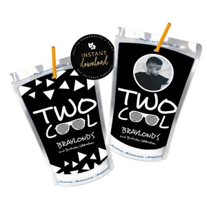 Two Cool Juice Pouch Labels, Two Cool Juice Label, Two Cool Birthday Printable, Printable Juice Pouch Labels, Instant download Templett
