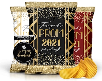 Art Deco Chip Bag, Gatsby Chip Bag, Prom Chip Bag, Gold Art Deco Chip Bag, Wedding Chip Bag, Instant Chip Bag Template, Digital Templett