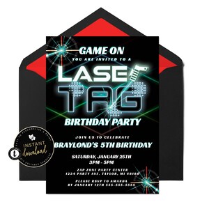 Laser Tag Invitation, Laser Tag Birthday, Laser Tag Party Invitation, Laser Tag, Lazer Tag Invite, Digital, Instant Invitation Templett