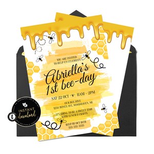 Honey Bee Invitation, Bee-Day Birthday Invitation, Bee Invitation, Bee Party, Honey Bee Party Invite, Honey Bee, Customizable Templett