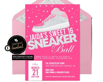 Sneaker Ball Invitation, Sneaker Birthday Invitation, Sneaker Invitation, Sneaker Birthday, Shoe Birthday, Digital Invite, Templett Invite