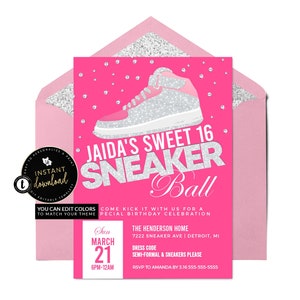 Sneaker Ball Invitation, Sneaker Birthday Invitation, Sneaker Invitation, Sneaker Birthday, Shoe Birthday, Digital Invite, Templett Invite