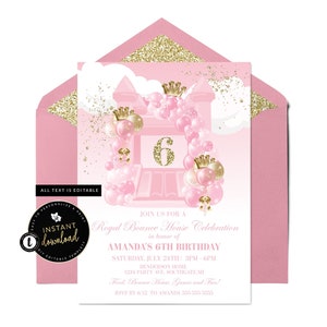 Bounce House Invitation, Princess Bounce House Invite, Bounce Party Invite, Princess Birthday, Bounce Invitation, Instant Templett Invite