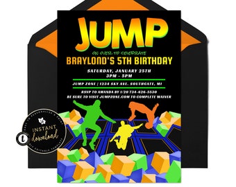 Boy Trampoline Party Etsy Boy Trampoline Party Etsy