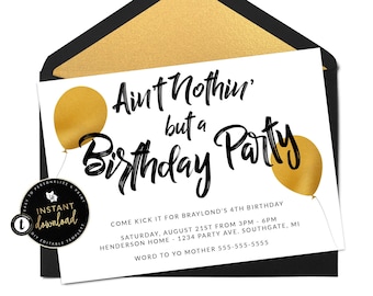 Hip Hop Birthday Invitation, Ain't Nothin but a Birthday Party, Hip Hop Birthday Invitation, Instant Download Templett Birthday Invitation