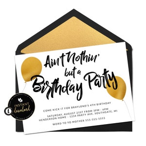 Hip Hop Birthday Invitation, Ain&#39;t Nothin but a Birthday Party, Hip Hop Birthday Invitation, Instant Download Templett Birthday Invitation