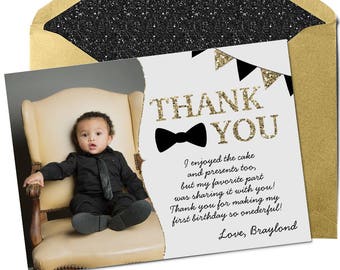 Bowtie Thank You Card, First Birthday Thank You Card, Mr Onederful Thank You Card, Thank You Card Kids, Printable Birthday Invitation