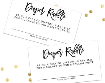 Modern Diaper Raffle Cards,  Baby Shower Diaper Raffle, Printable Diaper Raffle Cards, Printable Baby Shower Game, Diaper Raffle Insert