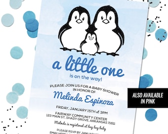 Penguin Baby Shower Invitation, Penguin Baby Shower, Penguin Invitation, Penguin Shower, Printable Baby Shower Invitation, Baby Shower Suite