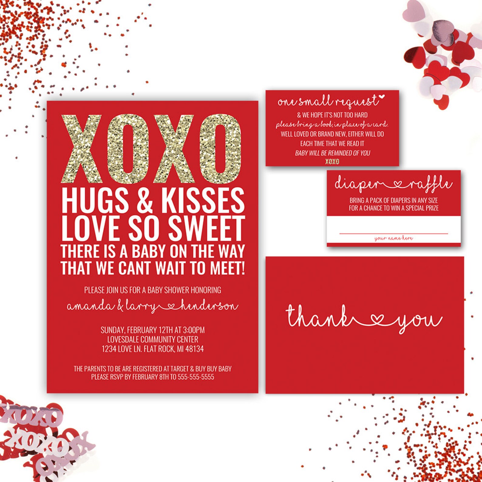 Valentine Baby Shower Invitation Red Baby Shower Invitation Etsy
