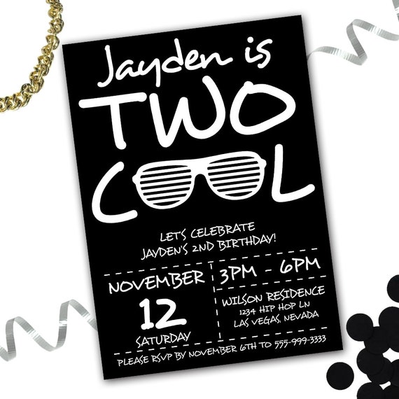 Second Birthday Invitation Two Cool Birthday Party Etsy