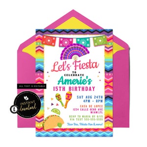 Fiesta Invitation, Taco Party Invitation, Fiesta Birthday, Fiesta Baby Shower, Taco Bout a Birthday, Instant Self Edit Digital Templett
